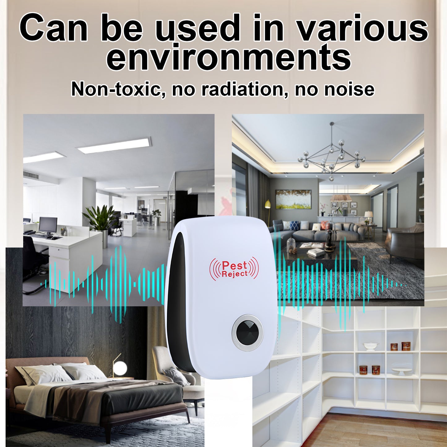 Jue-Fish Ultrasonic Pest Repeller, Mosquito Repellent Household Mosquito Repellent Cockroach Repellent Mouse Repellent Plug-In Intelligent Night Light