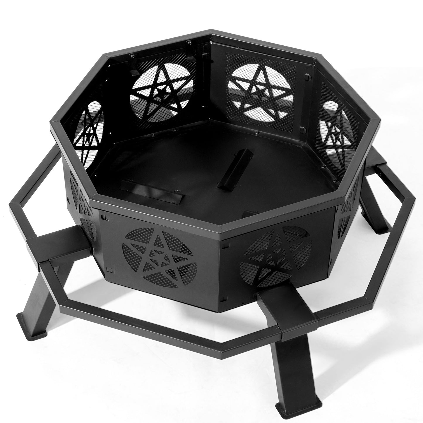 Nomadix EmberForge Brazier – 35" Octagonal Wrought Iron Fire Pit With Pentagram Base
