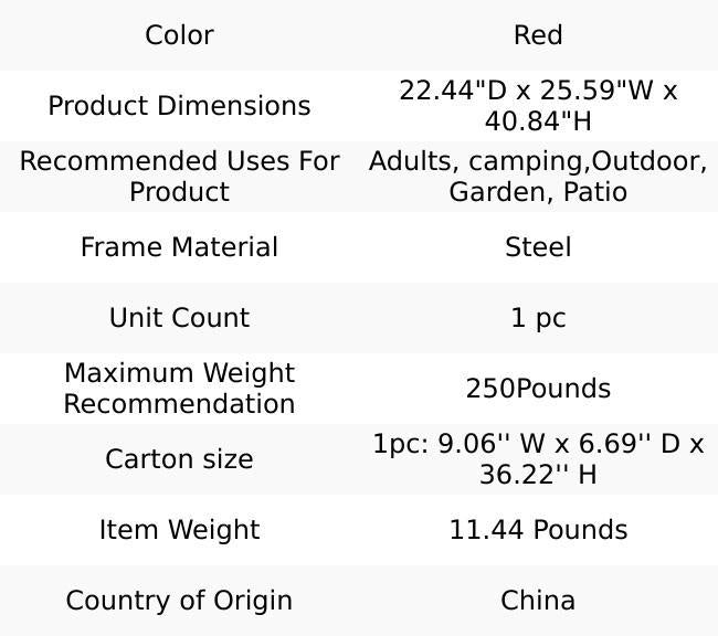High Back Heavy Duty Red Portable Foldable Lawn Chair With Cup Holder