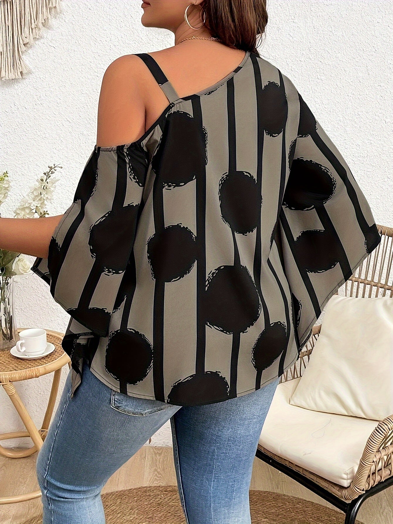 Nomadix Plus Size Off-Shoulder Blouse – Sunset Bloom