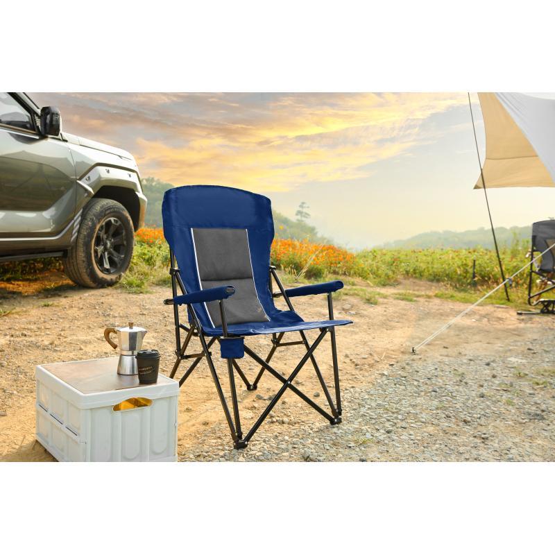 High Back Heavy Duty Red Portable Foldable Lawn Chair With Cup Holder