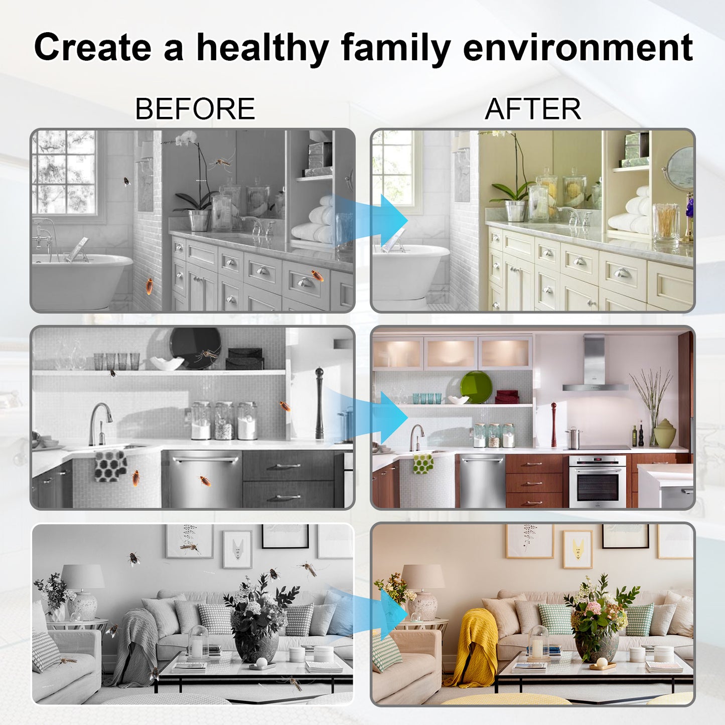 Jue-Fish Ultrasonic Pest Repeller, Mosquito Repellent Household Mosquito Repellent Cockroach Repellent Mouse Repellent Plug-In Intelligent Night Light