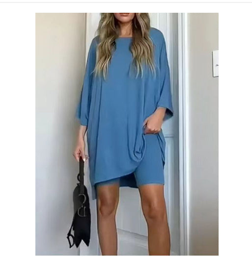 Women’s Summer Shorts Suit Set – Loose Short-Sleeve Tee & High-Waist Slim Pants