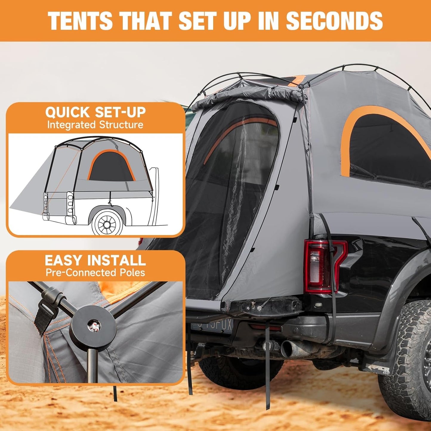 Truck Bed Tent – Fits 5.5-5.8ft Pickup Beds | 3000mm Waterproof & Easy Setup