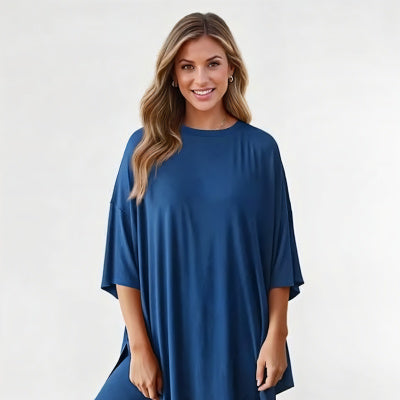 Women’s Summer Shorts Suit Set – Loose Short-Sleeve Tee & High-Waist Slim Pants