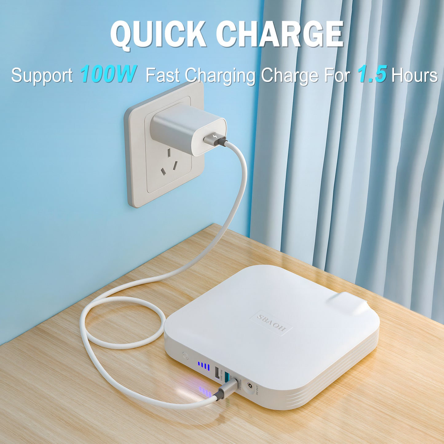 99.9W Camping Power Station | 88.8Wh 24000mAh Portable Power Bank with AC/DC/USB Outputs