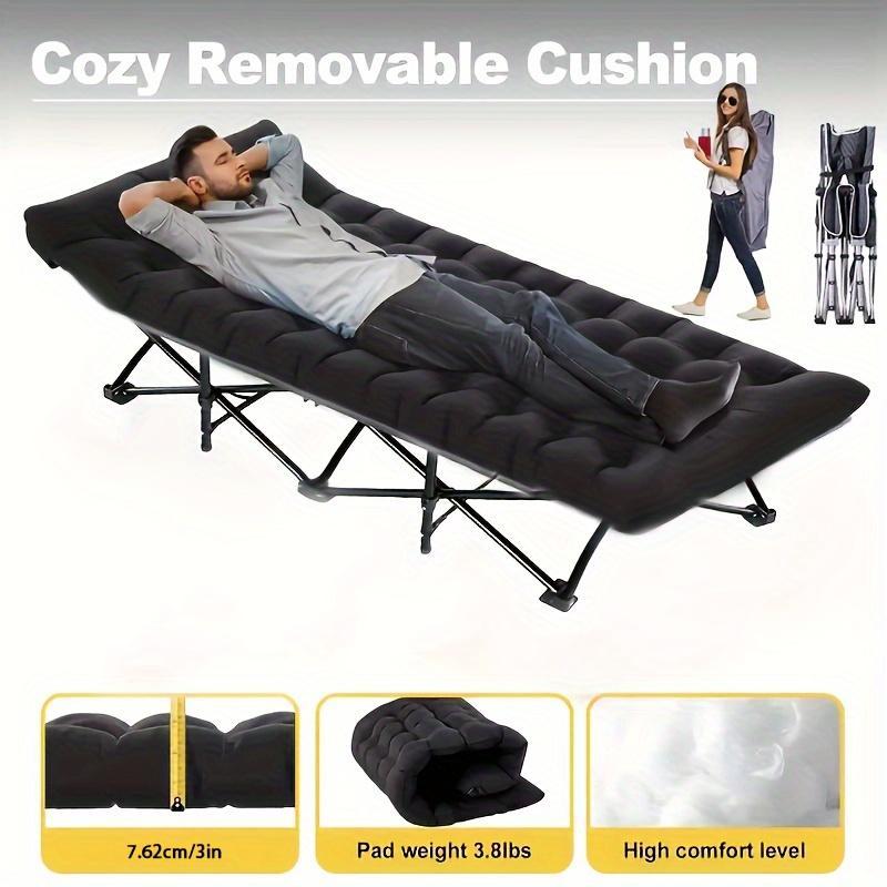 Black Heavy Duty Camp Cot with Storage Bag