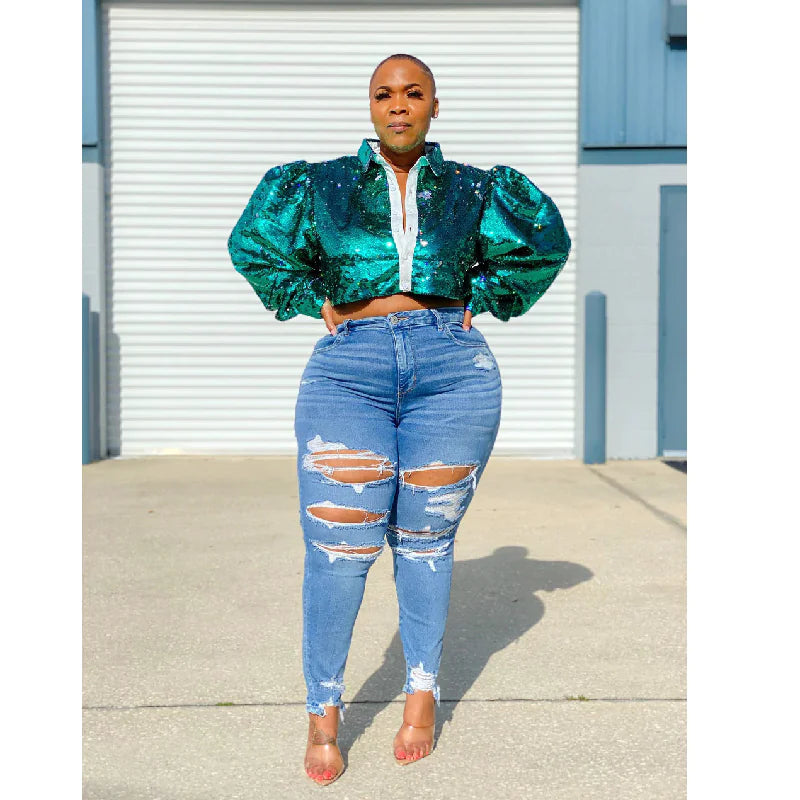 Chic Plus-Size Denim Pants