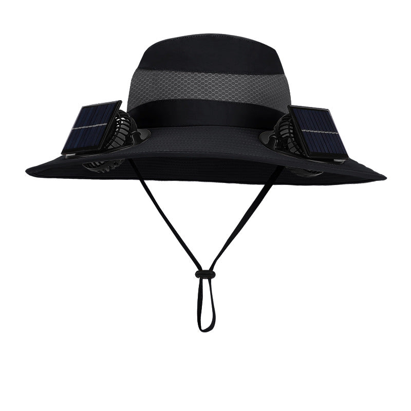 Solar Twin Fan Hat Men's Summer Outdoor Mountaineering Fishing
