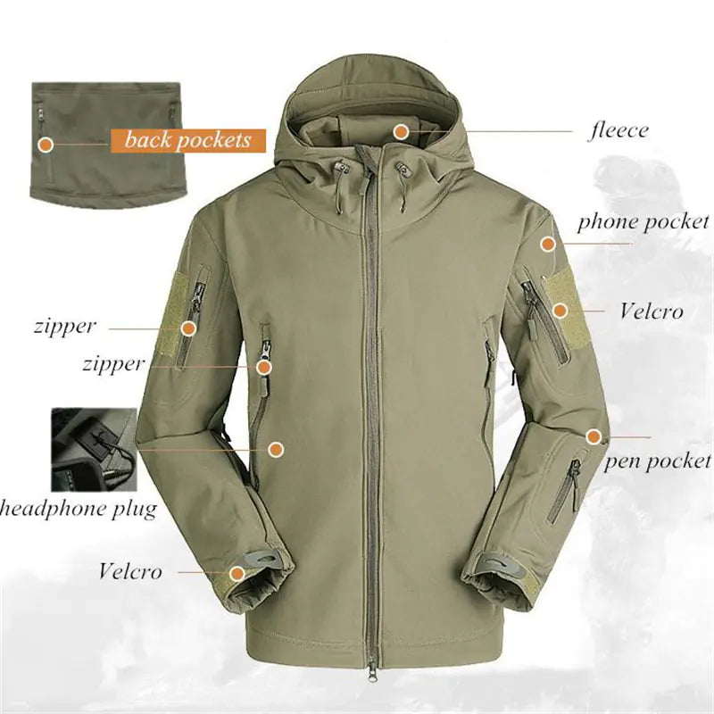 Men's Outdoor Waterproof Softshell Jacket for Hiking
