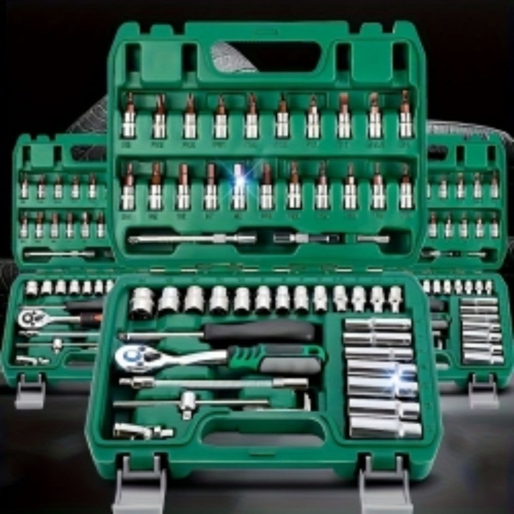 46 Piece 1/4 Inch Ratchet Socket And Bit Set