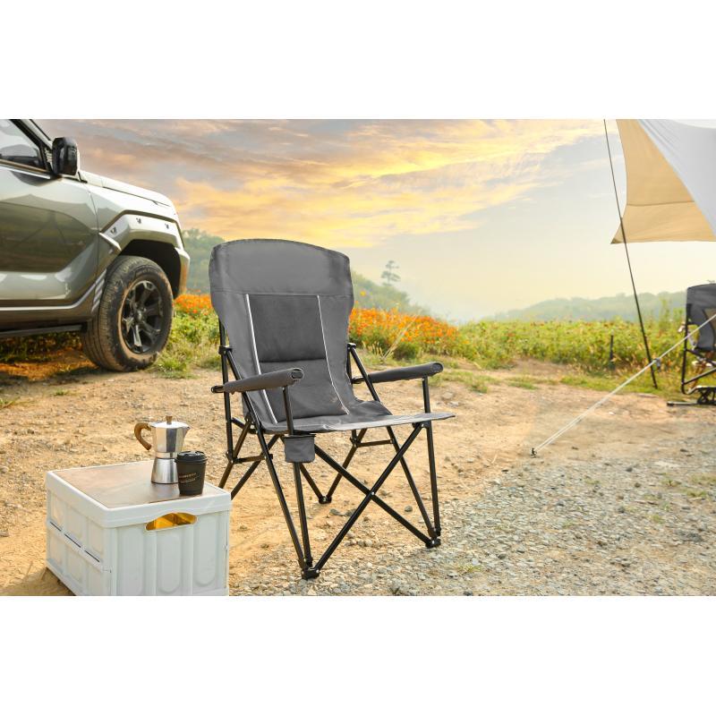 High Back Heavy Duty Red Portable Foldable Lawn Chair With Cup Holder