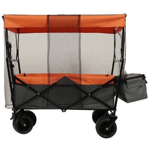 Nomadix 480Lbs Collapsible Wagon with Canopy – All-Terrain Utility with Mosquito Net