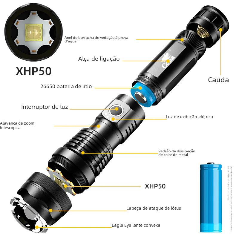 X92 Power Beam USB Flashlight