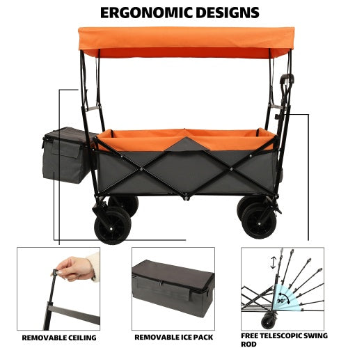 Nomadix 480Lbs Collapsible Wagon with Canopy – All-Terrain Utility with Mosquito Net