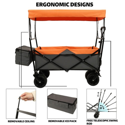 Nomadix 480Lbs Collapsible Wagon with Canopy – All-Terrain Utility with Mosquito Net
