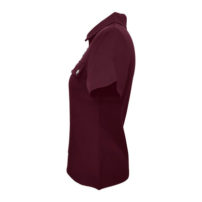 Women's Zipper Polo Shirts Short Sleeve Summer Collared Down T Shirts Top Casual Loose Fit Blouses