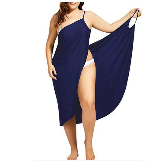 Women’s Solid Color Suspender Beach Skirt – Sexy Cross-Strap Design