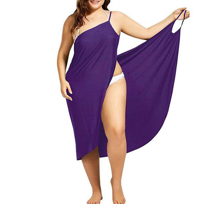 Women’s Solid Color Suspender Beach Skirt – Sexy Cross-Strap Design