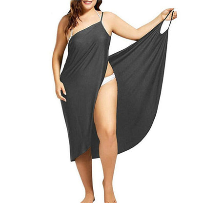 Women’s Solid Color Suspender Beach Skirt – Sexy Cross-Strap Design