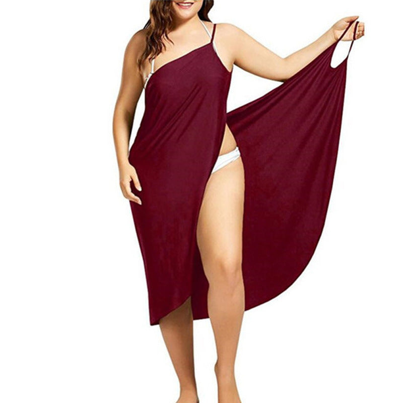 Women’s Solid Color Suspender Beach Skirt – Sexy Cross-Strap Design
