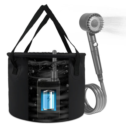 Portable Camping Shower Kit – IPX7 Waterproof w/ 6000mAh Battery & 5.3G Foldable Bucket
