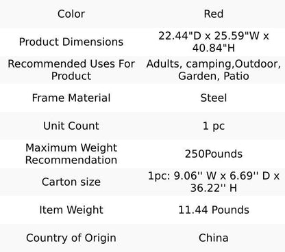 High Back Heavy Duty Red Portable Foldable Lawn Chair With Cup Holder