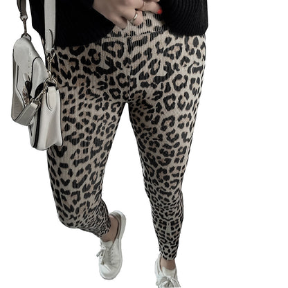 Comfortable High Waist Soft Leopard Print Home Trousers