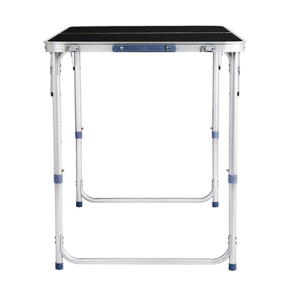 4ft Black Outdoor Folding Table Aluminum Alloy Rectangular 50kg Two Fold Tabletop