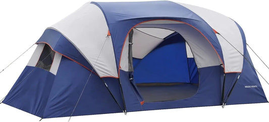 HIKERGARDEN 10-Person Family Camping Tent - Large, Portable & Windproof Outdoor Dome (Blue)