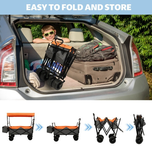 Nomadix 480Lbs Collapsible Wagon with Canopy – All-Terrain Utility with Mosquito Net