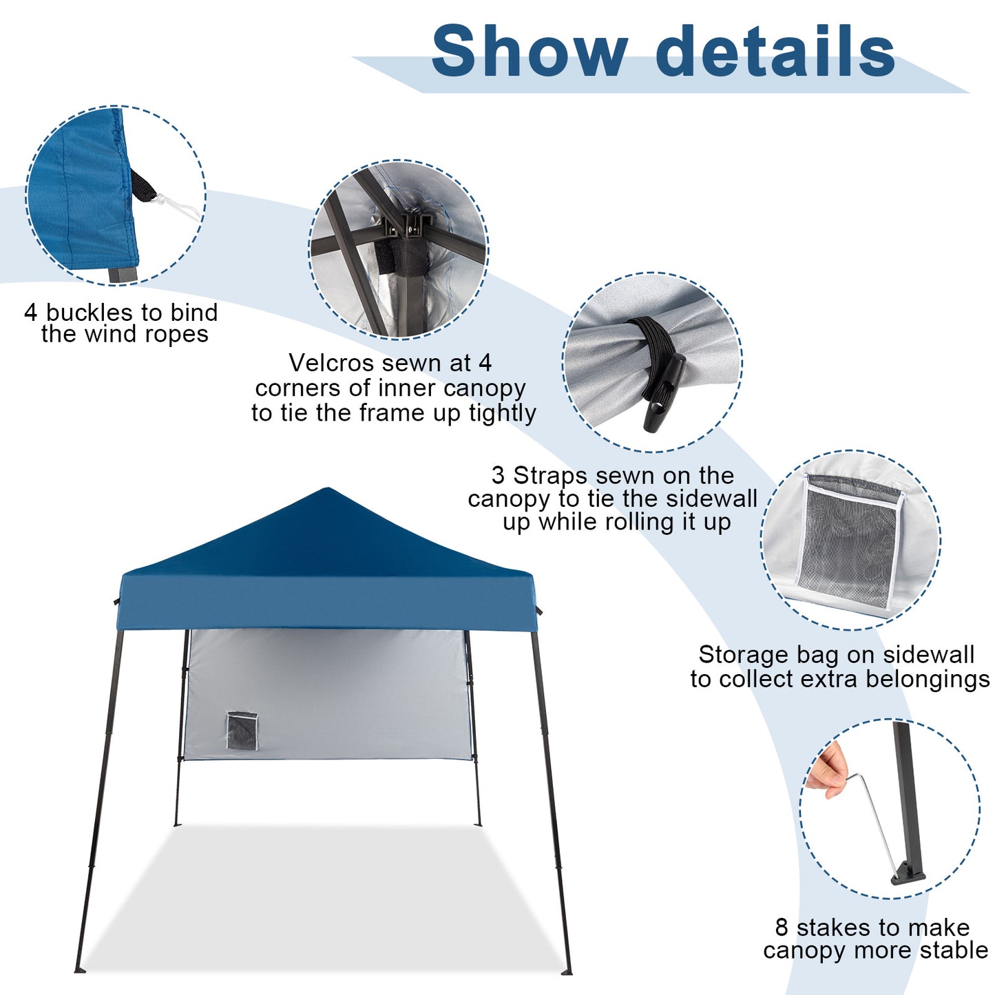6X6ft Sky Blue Diagonal Band With One Side Of Surrounding Cloth Folding Shed