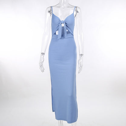 Lace-up Hollow Slit Sling Dress