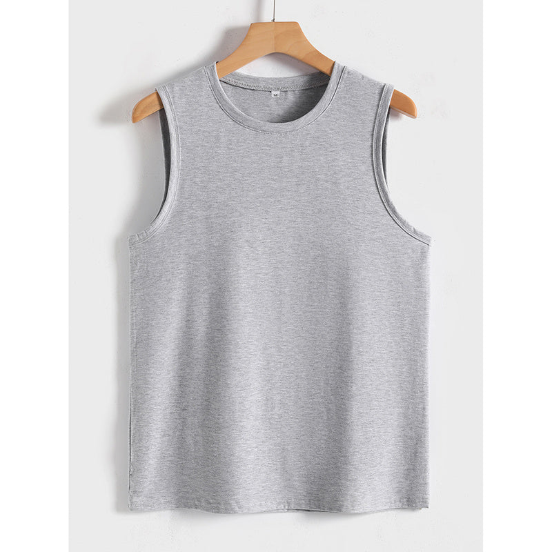 Womens Tank Tops Crew Neck Sleeveless Tshirts Solid Color Casual Loose Fit Tee Shirts