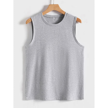 Womens Tank Tops Crew Neck Sleeveless Tshirts Solid Color Casual Loose Fit Tee Shirts