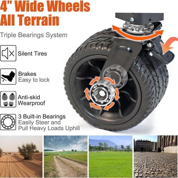Heavy-Duty Folding Beach Cart – Large-Wheel Utility Wagon