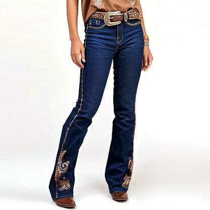 Sculpt Your Curves With Our Butt-Lifting Bootcut Jeans Our Mid-Rise Bootcut Features Intricate Statement Embroidery Down The Leg And On The Pockets. Perfect Vaquera Vibe