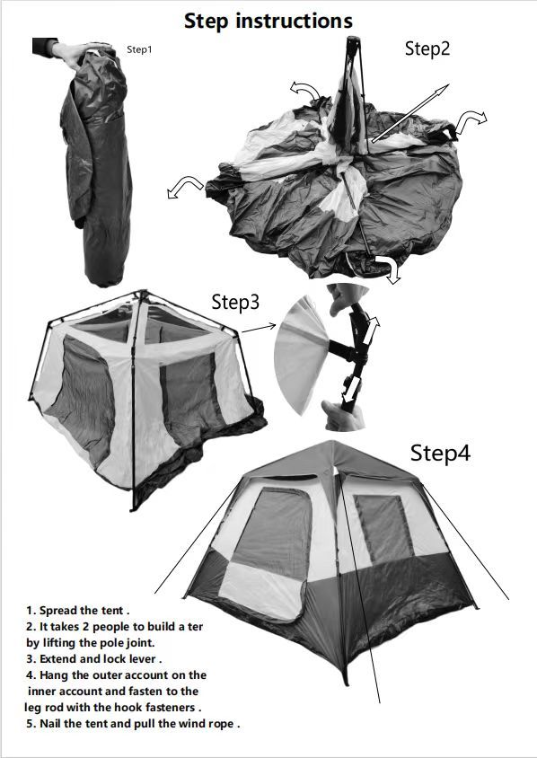 6-Person Automatic Camping Tent – Army Green & Beige, Waterproof Polyester with Iron Frame
