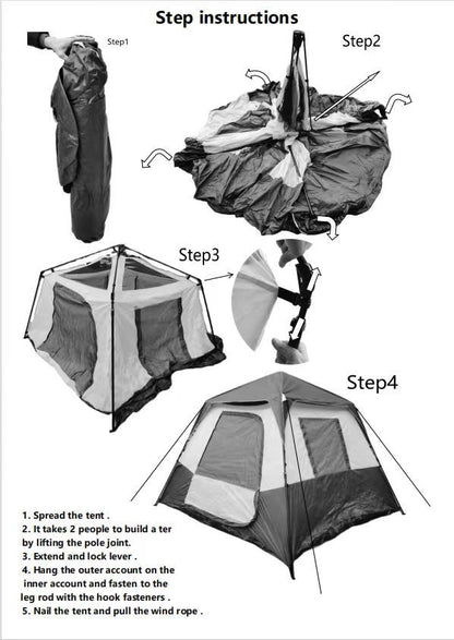6-Person Automatic Camping Tent – Army Green & Beige, Waterproof Polyester with Iron Frame