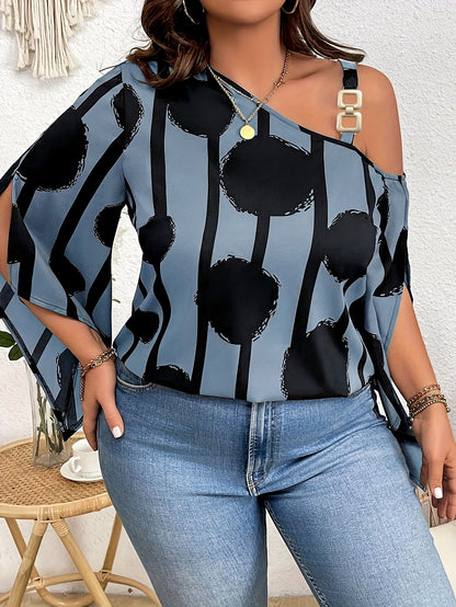 Nomadix Plus Size Off-Shoulder Blouse – Sunset Bloom