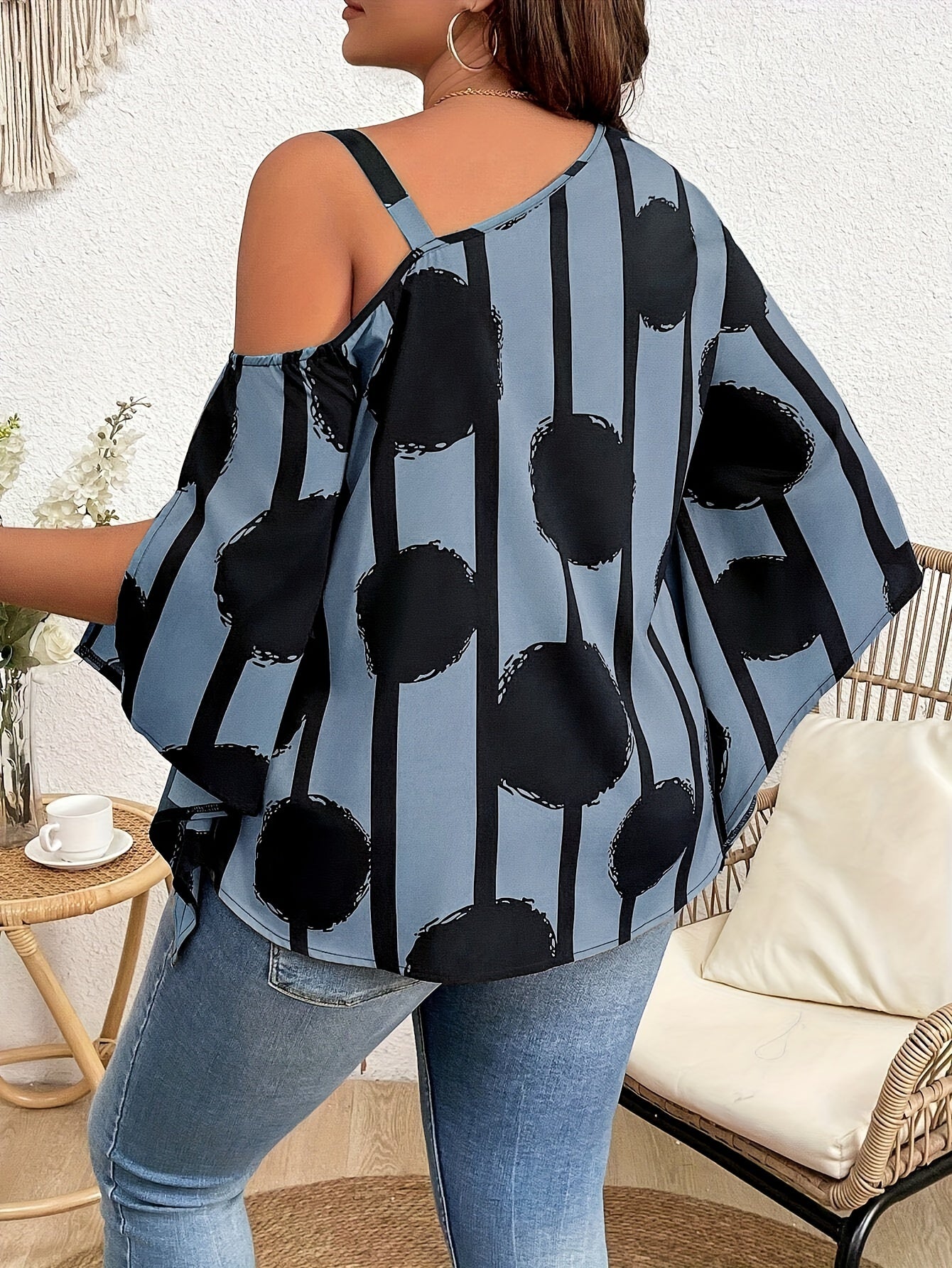 Nomadix Plus Size Off-Shoulder Blouse – Sunset Bloom