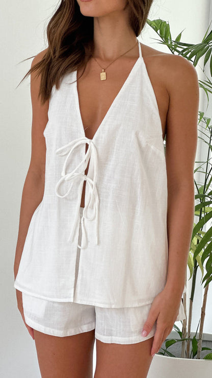 Cross Border Casual Suit Women's Solid Color Sleeveless Shorts Suit