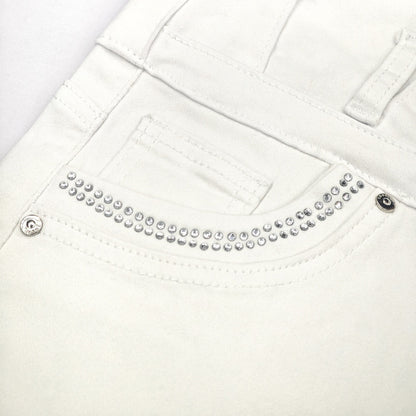 White High Waist Button Shorts Slim Fit Stretch Denim Bling Pocket Hot Girl Summer Look Club Chic Curve Flattering Pants For Women