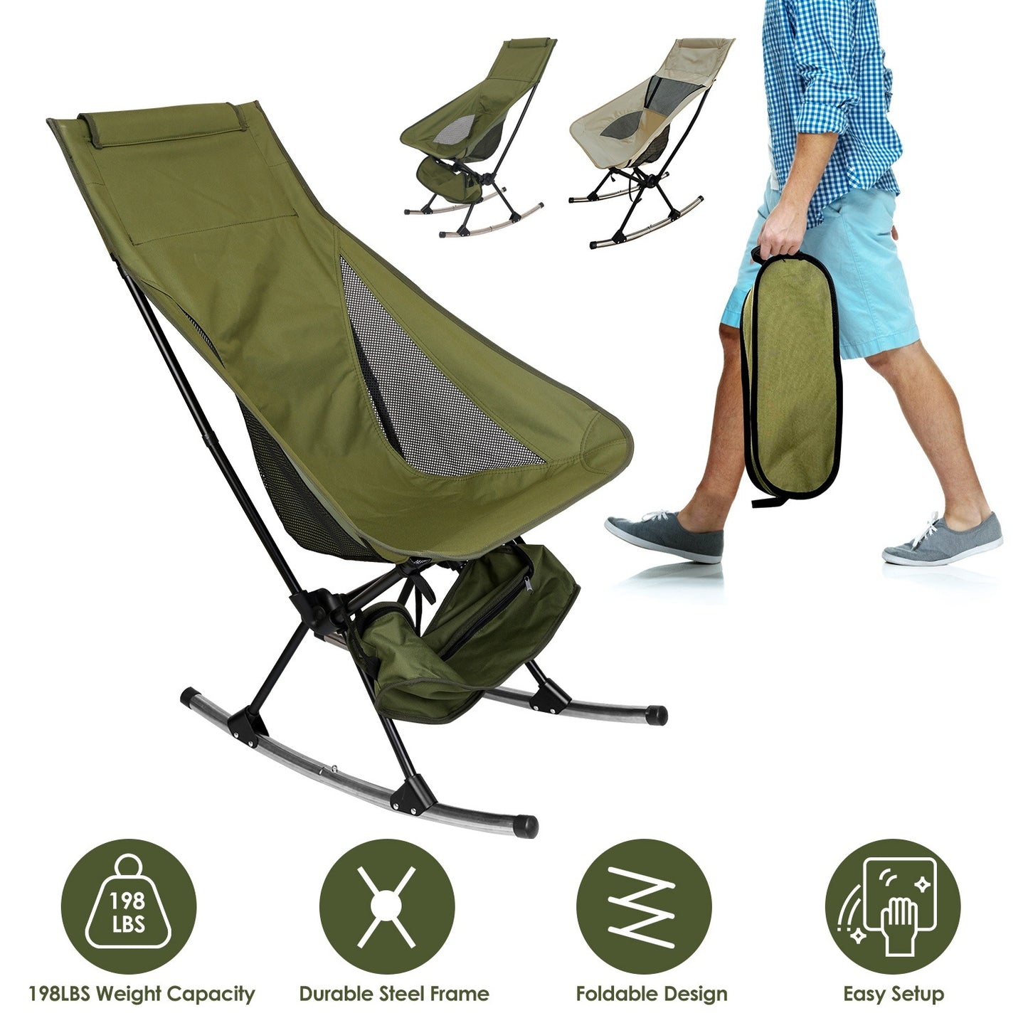 Portable Rocking Chair for Camping & Trave