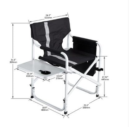 1-piece Upholstered Folding Outdoor Chair With Side Table And Storage Bag