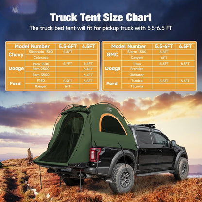 Truck Bed Tent – Fits 5.5-5.8ft Pickup Beds | 3000mm Waterproof & Easy Setup