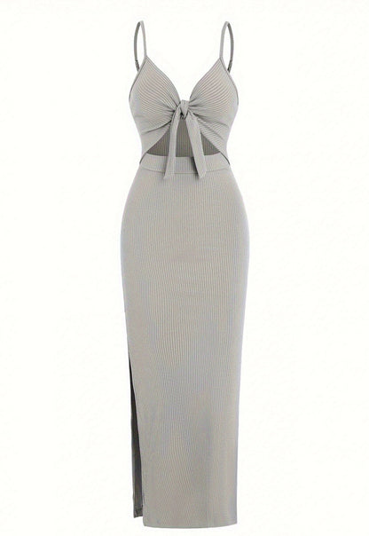 Lace-up Hollow Slit Sling Dress