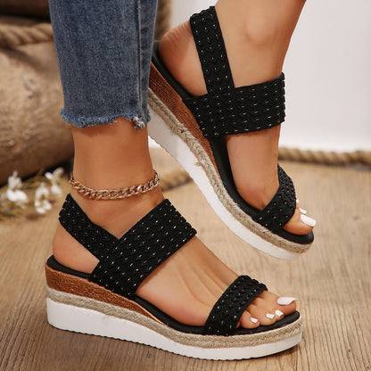 Women’s Summer Wedge Sandals – Peep-Toe Design, Casual Chic Comfort
