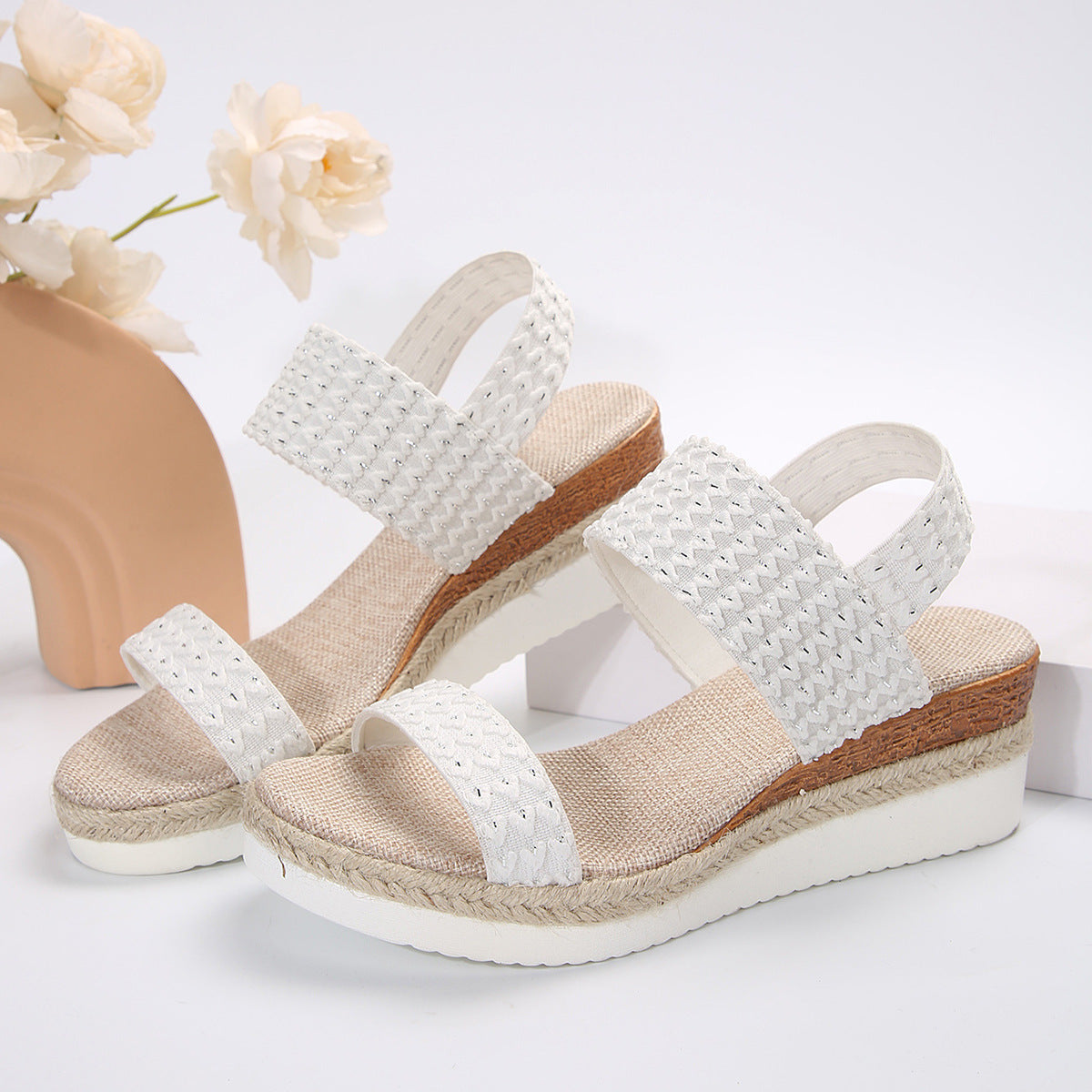 Women’s Summer Wedge Sandals – Peep-Toe Design, Casual Chic Comfort