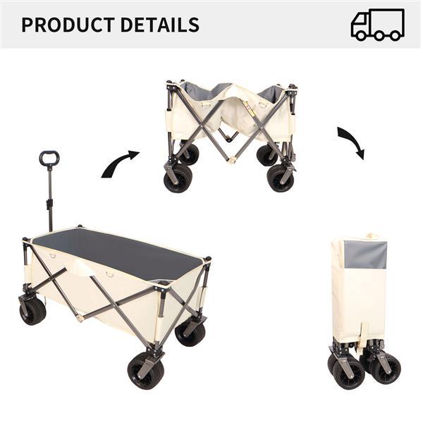 Heavy-Duty Folding Beach Cart – Large-Wheel Utility Wagon